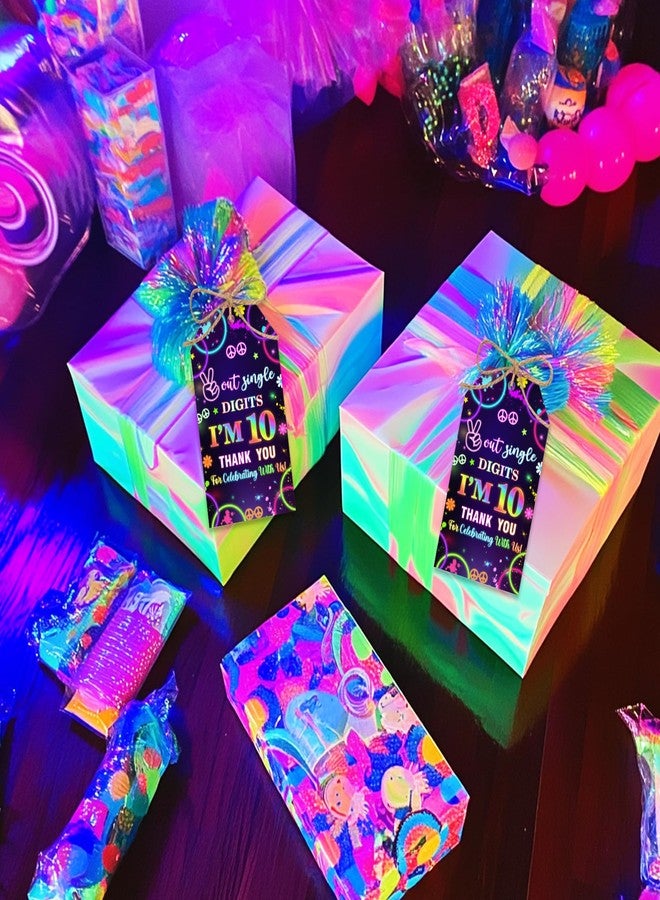 Serencatcher 50Pcs Out Single Digits I'm 10 Thank You Tags for Party Favors, Neon 10th Birthday Decorations Thank You Gift Tags with String Goodie Bag Name Tag for Boy 10th Birthday Party Supplies - Image 3